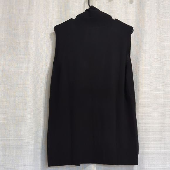 Turtle Bay Black Open Front Cardigan Womens Sleeveless Black Shawl Collar Medium - Picture 7 of 7